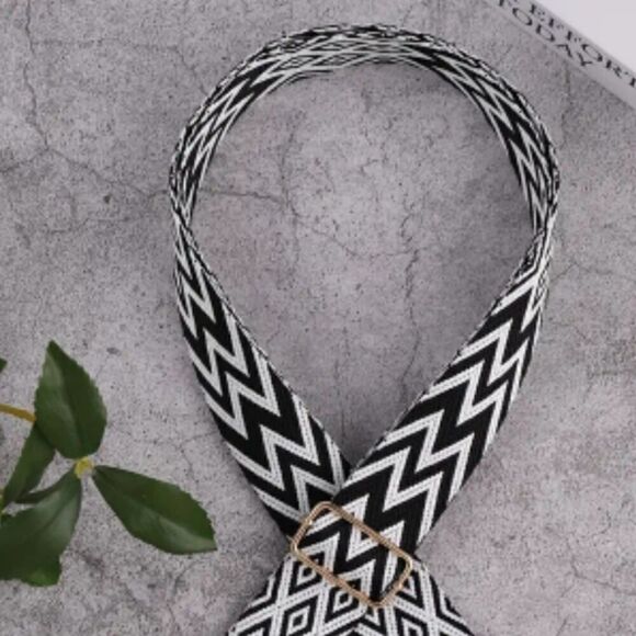 Belt/Shoulder Bag Strap Adjustable Replacement Strap Accessory Black and White - Picture 2 of 8